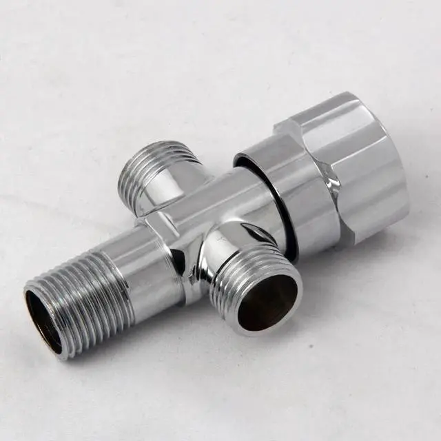 Main image of Male G1/2" Brass Faucet T Adapter Chrome Plated Bathroom Shower Faucet Accessories Water Diverter 3 Way Filling Valve