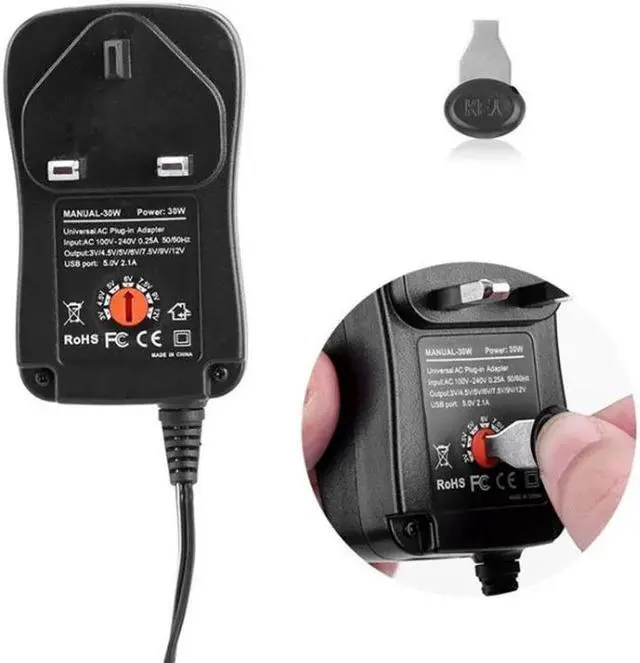 Alt view image 3 of 6 - 30w 3-12V Adjustable Power Adapter DC Adapters US/EU/AU/UK Plug Power Supply Adapter Charger Supply For Electric Car Route 1.2m