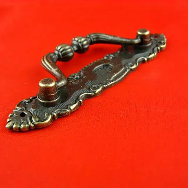Alt view image 3 of 4 - Vintage Drawer Pull Drop Swing Handles Dresser Pull Cabinet Knob Antique Bronze Handle for Kitchen Cabinet Wooden Box, 10.2x2cm