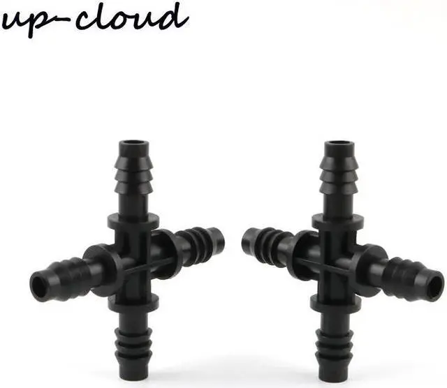 Main image of 5pcs UP-CLOUD PE 8/11mm Barbed Cross Connector 3/8 inch Garden Hose 4 Way Joint Garden Irrigation Plant Watering Adapter