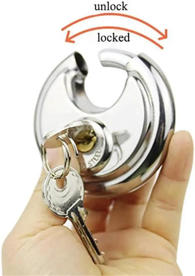 Alt view image 4 of 6 - 70mm Stainless Steel Round Cake Keyed Padlock Locks Anti-theft Key Lock For Hardware Outdoor Warehouse Cabinet Bicycle Lock