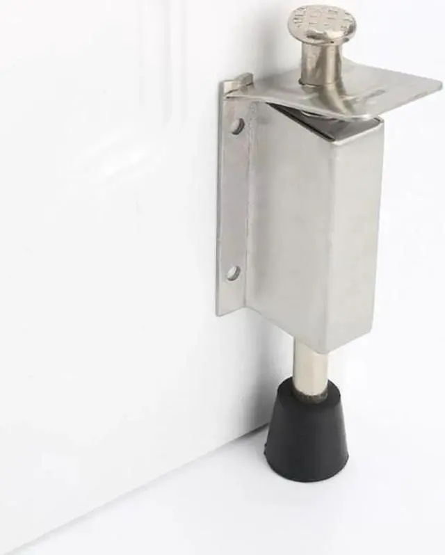 Alt view image 3 of 6 - Kickdown Door Stopper Stainless Steel Spring Loaded Foot Pedal Door Stops Holder Heavy Duty Door Locks Holder 140mm Length