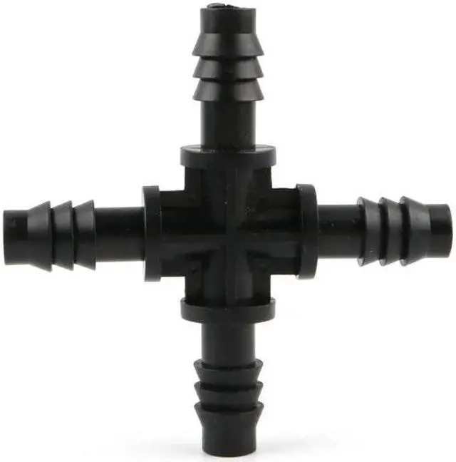 Alt view image 3 of 4 - 5pcs UP-CLOUD PE 8/11mm Barbed Cross Connector 3/8 inch Garden Hose 4 Way Joint Garden Irrigation Plant Watering Adapter