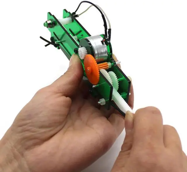 Alt view image 5 of 5 - 1PC Rack Pull Generator with Light Kinetic Electric Energy Conversion Motor Rack Gear DIY Assembly Model Kit Science Educational