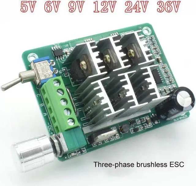 Main image of Three-phase brushless sensorless speed controller,motor speed controller DC 5V 6V 9V 12V 36V fan controller forward and reverse