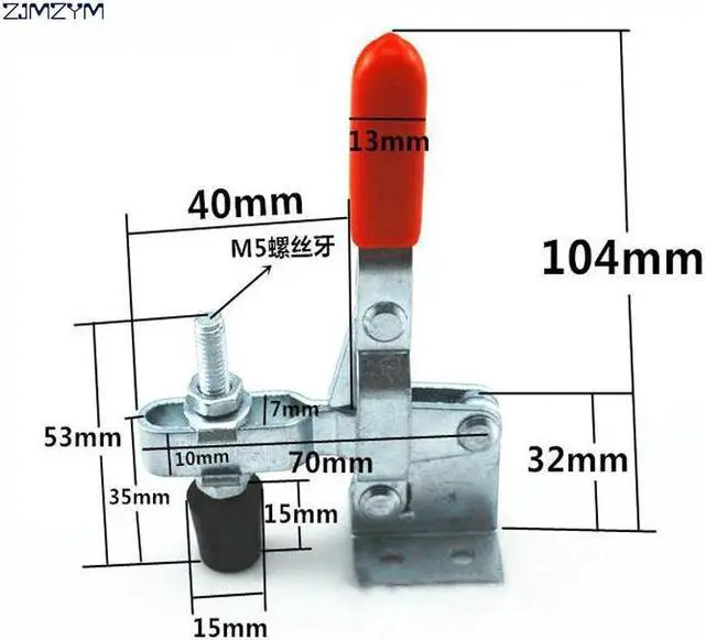 Main image of 102B 100Kg Holding Capacity Vertical Type Flanged Base Straight Handle Quick Hand Tool Toggle Clamp