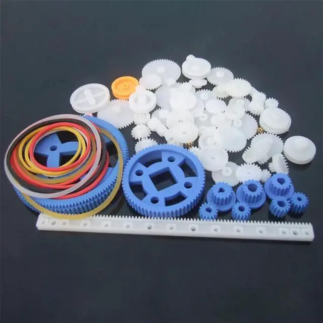 Alt view image 5 of 5 - 80pcs/set DIY Toy Parts Gear Kit Gears, Belt, Bushings, Copper Teeth, Pulley, Single Gear Parts Robot Motor Gearbox Accessories