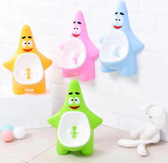 Alt view image 5 of 5 - Baby Boy Wall-Mounted Hook Penguin Starfish Shape Toilet, Infant ChildVertical Stand Peeing Training Urinal,Kid Bathroom Urinal
