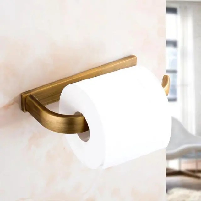 Alt view image 2 of 6 - Antique Copper Toilet Paper Holder Rack Hotel Bathroom Roll Tissue Hanging Bar European Style Brass Paper Towel Shelf Decoration
