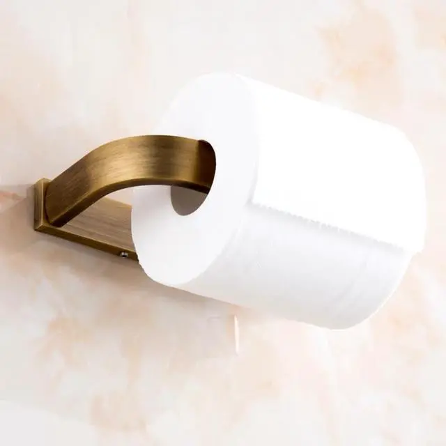 Alt view image 3 of 6 - Antique Copper Toilet Paper Holder Rack Hotel Bathroom Roll Tissue Hanging Bar European Style Brass Paper Towel Shelf Decoration