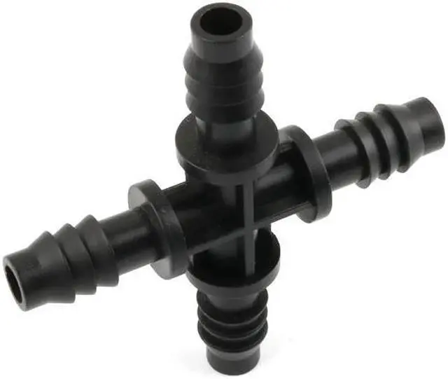 Alt view image 4 of 4 - 5pcs UP-CLOUD PE 8/11mm Barbed Cross Connector 3/8 inch Garden Hose 4 Way Joint Garden Irrigation Plant Watering Adapter