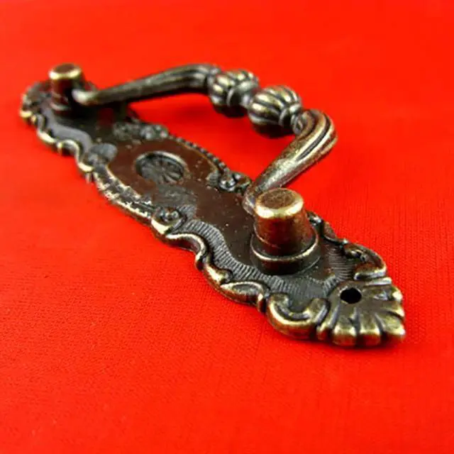 Alt view image 4 of 4 - Vintage Drawer Pull Drop Swing Handles Dresser Pull Cabinet Knob Antique Bronze Handle for Kitchen Cabinet Wooden Box, 10.2x2cm