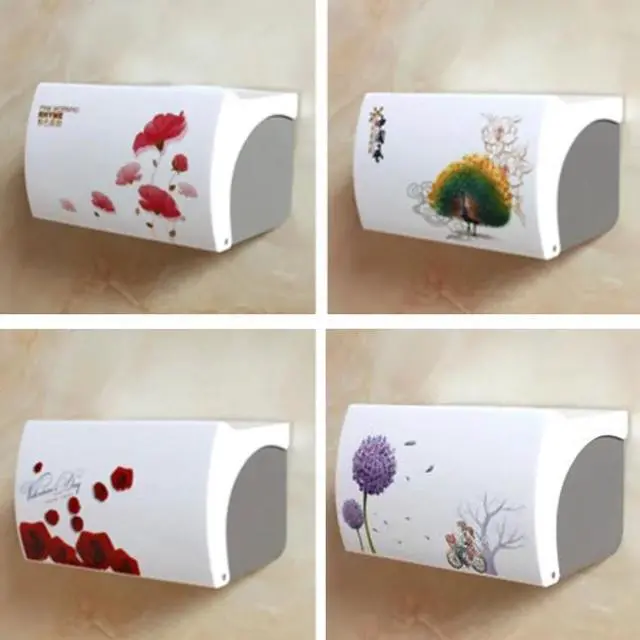 Alt view image 3 of 6 - Punching Free Toilet Roll Paper Holders Tissue Box Storage Rack Plastic Home Bathroom Flip Cover Paper Towel Box Tissue Shelf