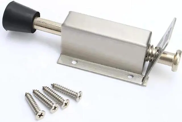 Alt view image 2 of 6 - Kickdown Door Stopper Stainless Steel Spring Loaded Foot Pedal Door Stops Holder Heavy Duty Door Locks Holder 140mm Length