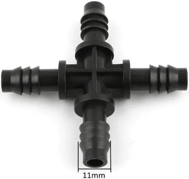 Alt view image 2 of 4 - 5pcs UP-CLOUD PE 8/11mm Barbed Cross Connector 3/8 inch Garden Hose 4 Way Joint Garden Irrigation Plant Watering Adapter