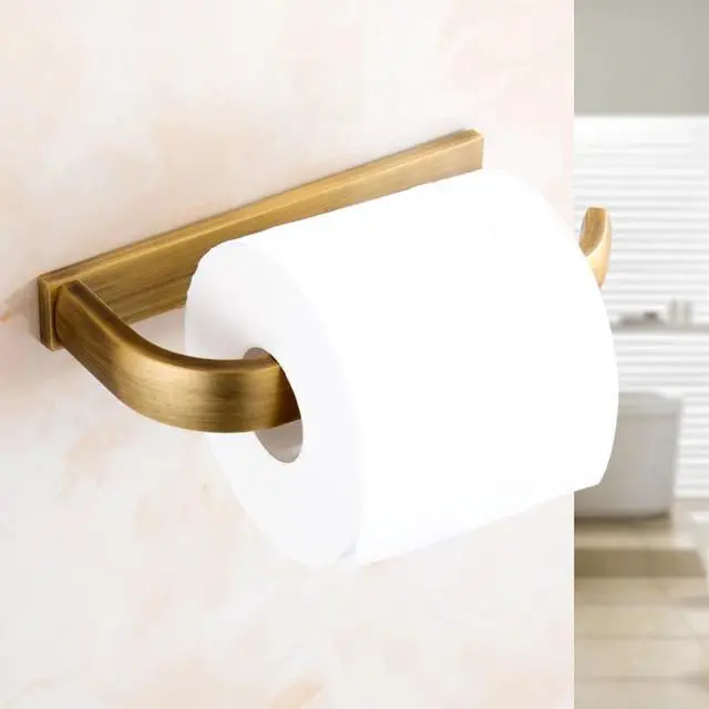 Main image of Antique Copper Toilet Paper Holder Rack Hotel Bathroom Roll Tissue Hanging Bar European Style Brass Paper Towel Shelf Decoration