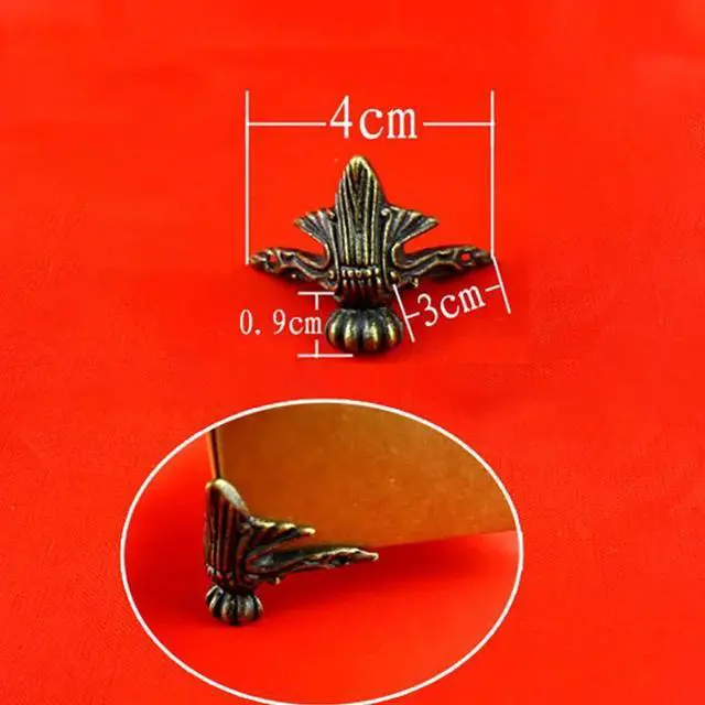 Alt view image 2 of 6 - 4PCS/Lot 4x3cm Antique Bronze Jewelry Chest Wood Box Decorative Feet Leg Zinc Alloy Corner Protector Boxes Corner Guard