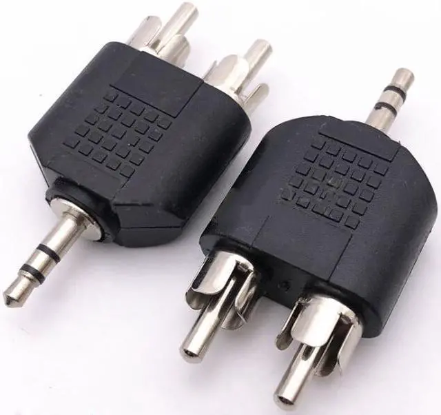 Main image of 3.5mm Male jack To 2 RCA Male Stereo Audio Adapter Convertor Sound Voice Jack Socket  Silver