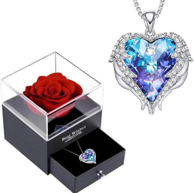 Eternally Preserved Rose - W/ Engraved Heart Necklace – Pheromania