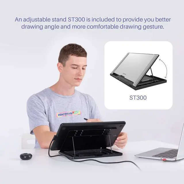 Alt view image 7 of 7 - 2020 HUION Kamvas 13 Android Support Graphics Drawing Tablet Monitor with Full Laminated Screen Battery-Free Stylus 8192 Pressure Sensitivity Tilt 8 Express Keys Adjustable Stand -13.3 inch, Black