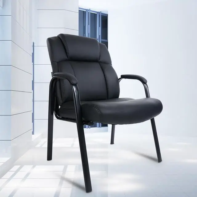 Alt view image 7 of 7 - CLATINA Big & Tall 400 lb. Guest Chair, Leather Reception Chairs with Padded Arm Rest for Waiting Room Office Home and Meeting Conference-Black