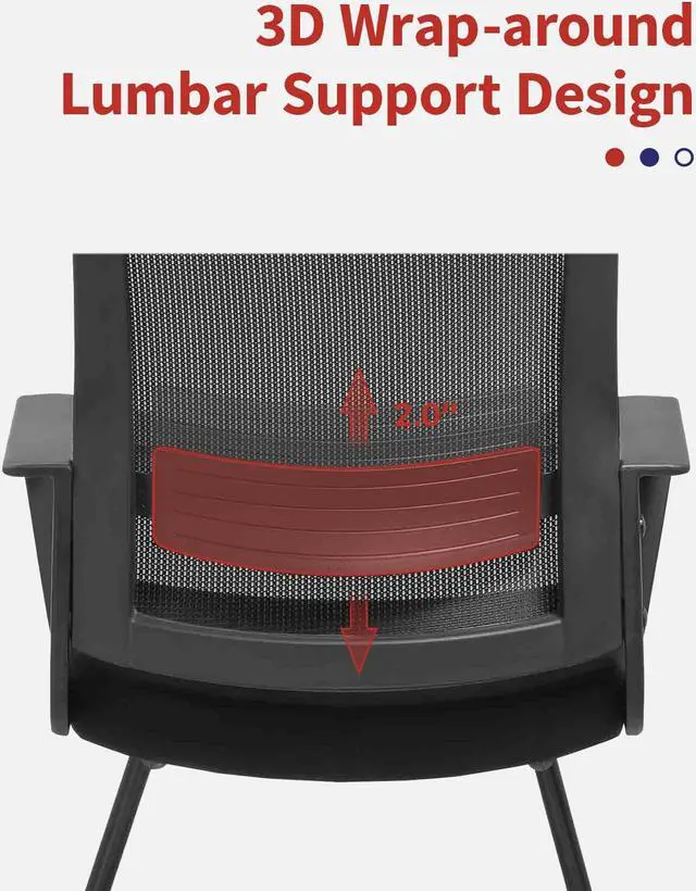 Alt view image 4 of 6 - CLATINA Office Guest Chair with Lumbar Support and Mid Back Mesh Space Air Grid Series for Reception Conference Room