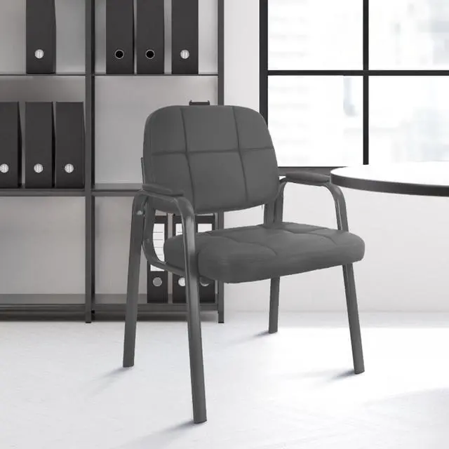 Alt view image 6 of 7 - CLATINA Waiting Room Guest Chair with Bonded Leather Padded Arm Rest for Office Reception and Conference Desk Grey