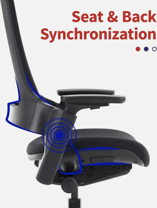 Alt view image 5 of 14 - CLATINA Ergonomic High Swivel Executive Chair with Adjustable Height Head 3D Arm Rest Lumbar Support and Upholstered Back for Home Office Black