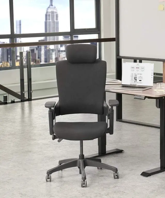 Alt view image 7 of 14 - CLATINA Ergonomic High Swivel Executive Chair with Adjustable Height Head 3D Arm Rest Lumbar Support and Upholstered Back for Home Office Black