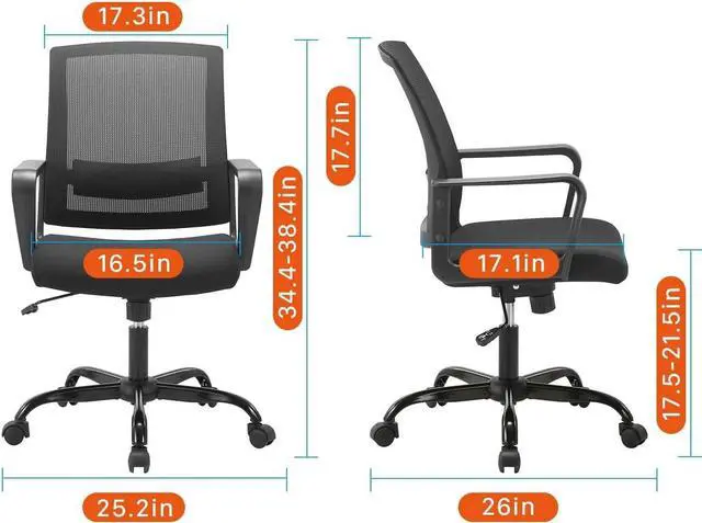Alt view image 3 of 7 - CLATINA Ergonomic Rolling Mesh Swivel Desk Chair with Lumbar Support Design for Home Office Computer Black