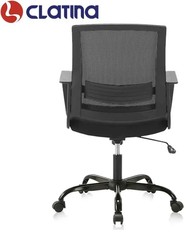 Alt view image 7 of 7 - CLATINA Ergonomic Rolling Mesh Swivel Desk Chair with Lumbar Support Design for Home Office Computer Black