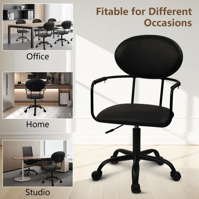 CLATINA Office Chair Desk Chair with Wheels Armrests, Leather Executive ...