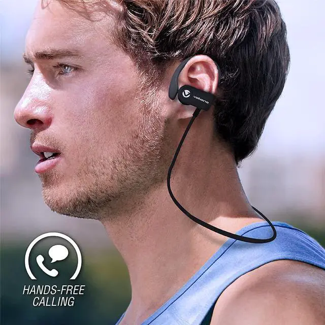 Alt view image 5 of 9 - Volkano Wireless Earbud in-Ear Bluetooth Headphones, Comfortable Sport Stabilizer Earhooks for Home Workout Running with In-Line Control & Built-In Microphone [Black] - Race Series