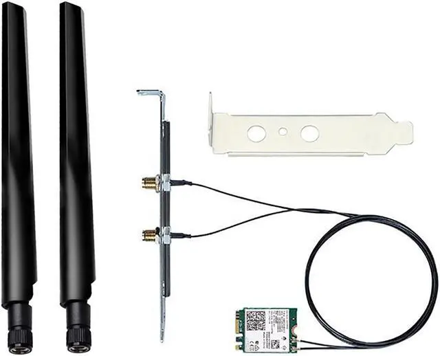 Alt view image 6 of 7 - 3000Mbps Wi-Fi 6E Intel AX210 Bluetooth 5.2 802.11ax/ac 2.4Ghz 5Ghz 6Ghz M.2 2230 Key E Desktop Kit Wireless Adapter AX210NGW NGFF WiFi 6 Card Support MU-MIMO OFDMA Windows 10 With 6Dbi Antenna Set