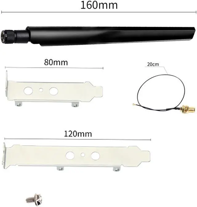 Alt view image 7 of 7 - 3000Mbps Wi-Fi 6E Intel AX210 Bluetooth 5.2 802.11ax/ac 2.4Ghz 5Ghz 6Ghz M.2 2230 Key E Desktop Kit Wireless Adapter AX210NGW NGFF WiFi 6 Card Support MU-MIMO OFDMA Windows 10 With 6Dbi Antenna Set