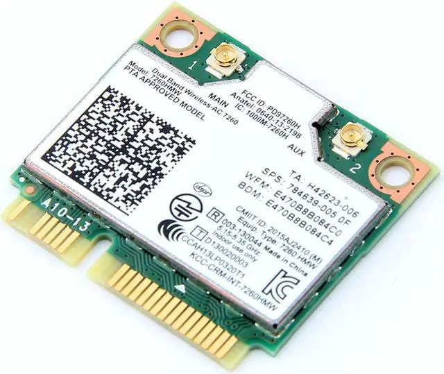 Alt view image 4 of 7 - Wireless Dual Band Wifi Intel 7260 7260HMW 7260AC 2X2 Mini PCI-E Bluetooth 4.0 Wi-Fi Network Card Antennas, Up to 867Mbps (5Ghz) + 300Mbps (2.4Ghz), IEEE802.11ac/a/b/g/n, Windows 7/8/10 For Laptop PC