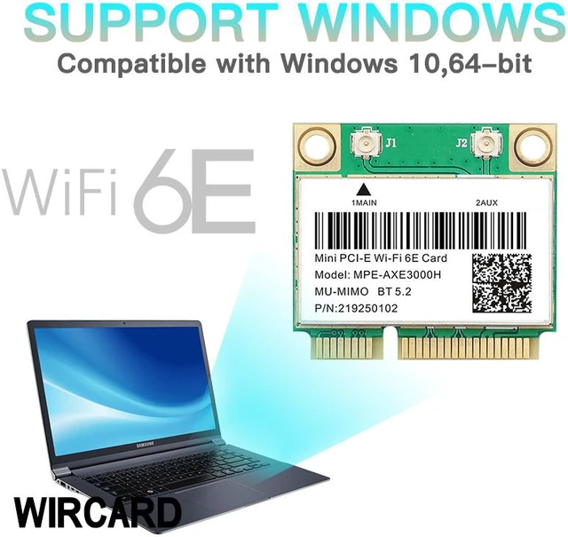 Alt view image 4 of 6 - TL-AX210 WiFi 6E 2.4G/5G/6G Mini PCI-E Wifi Card For Intel AX210 5374Mbps Bluetooth 5.2 802.11ax MU-MIMO Than AX200 Wireless Adapter For Laptop Windows 10