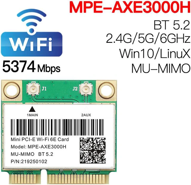 Alt view image 2 of 6 - TL-AX210 WiFi 6E 2.4G/5G/6G Mini PCI-E Wifi Card For Intel AX210 5374Mbps Bluetooth 5.2 802.11ax MU-MIMO Than AX200 Wireless Adapter For Laptop Windows 10
