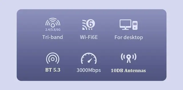 Alt view image 2 of 7 - WIFI 6E 10DB Antennas PCIE Adapter Intel AX210 Bluetooth 5.3 Wireless 5374Mbps 2 In 1 Tri band 2.4G/5G/6Ghz WifI 6 Network Card For PC Desktop Windows 10 11