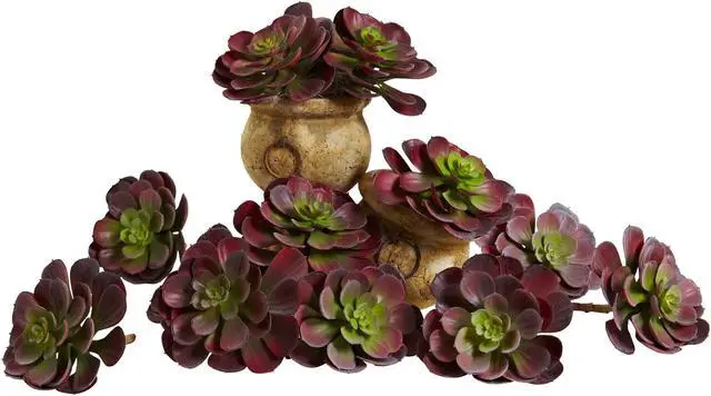 Alt view image 10 of 11 - Nearly Natural 6105-BG-S12 6 in. Echeveria Succulent Plant, Burgundy - Set of 12