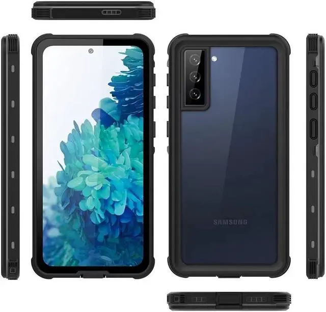 Alt view image 2 of 7 - Galaxy S21 Waterproof Case, Protective Clear Cover,Full Body with Built-in Screen Protector, IP68 Waterproof Shockproof Case for Samsung Galaxy S21 6.2 Inch (2021) (Black/Clear)