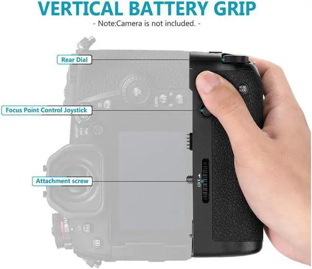 Alt view image 3 of 7 - Battery Grip DMW-BGG9 Power Pack Replacment Part for Panasonic G9 Camera with Shutter Release Focus Point Control Joystick Work with 1 DMW-BLF19E Li-ion Battery (Battery Not Included)