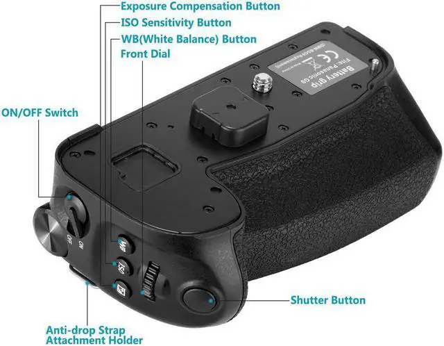 Alt view image 2 of 7 - Battery Grip DMW-BGG9 Power Pack Replacment Part for Panasonic G9 Camera with Shutter Release Focus Point Control Joystick Work with 1 DMW-BLF19E Li-ion Battery (Battery Not Included)