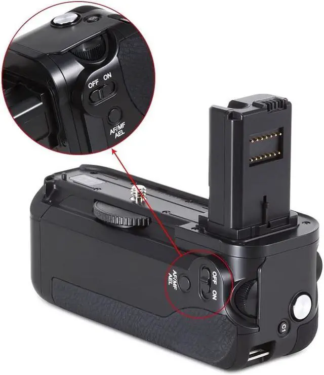 Alt view image 2 of 5 - VG-C1EM Replacement Vertical Battery Grip for Sony Alpha A7 A7R A7S DSLR Cameras Compatible with NP FW50