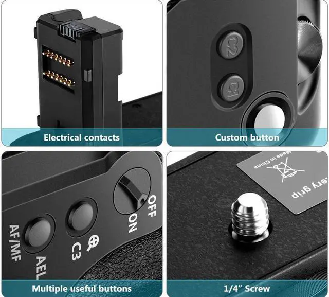 Alt view image 7 of 7 - VG-C2EM Replacement Vertical Battery Grip for Sony A7 II A7M2 A7R2 Digital SLR Camera Compatible with NP-FW50 Battery