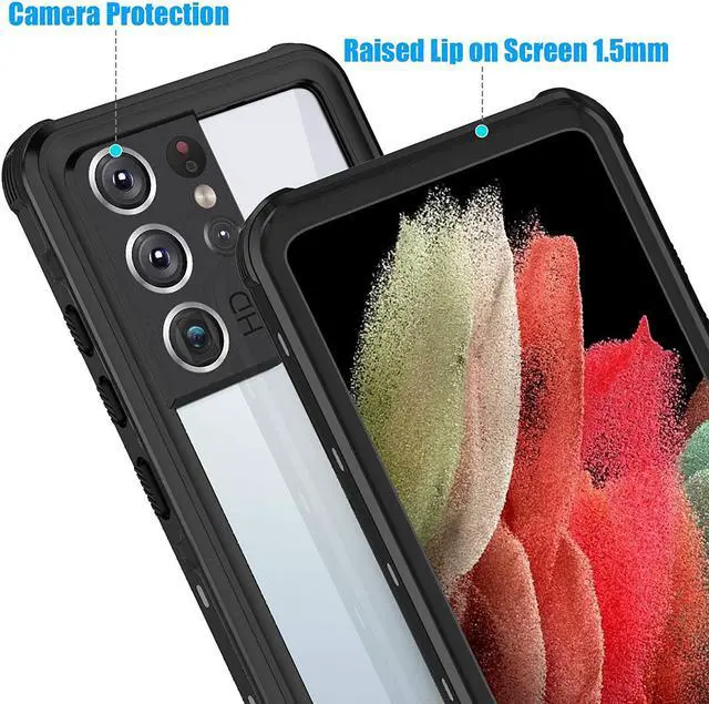 Alt view image 2 of 7 - Designed for Samsung Galaxy S21 Ultra Slim Waterproof Case 5G,  Built-in Screen Protector IP68 Underwater Full Body Seal Cover Clear Sound Anti-Scratch for Samsung Galaxy S21 Ultra 5G 6.8", Black