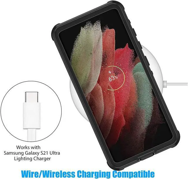 Alt view image 6 of 7 - Designed for Samsung Galaxy S21 Ultra Slim Waterproof Case 5G,  Built-in Screen Protector IP68 Underwater Full Body Seal Cover Clear Sound Anti-Scratch for Samsung Galaxy S21 Ultra 5G 6.8", Black