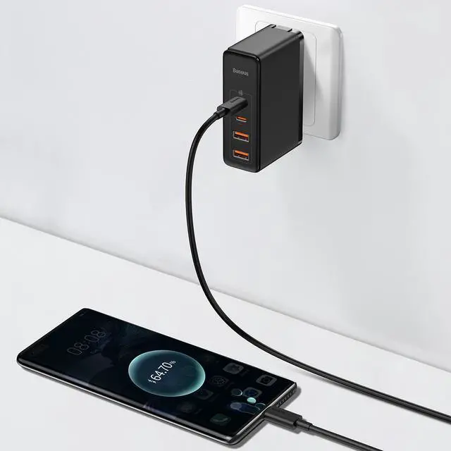 Alt view image 2 of 7 - Baseus GaN Charger 100W USB Type C PD Fast Charger with Quick Charge 4.0 3.0 USB Phone Charger For MacBook Laptop Smartphone