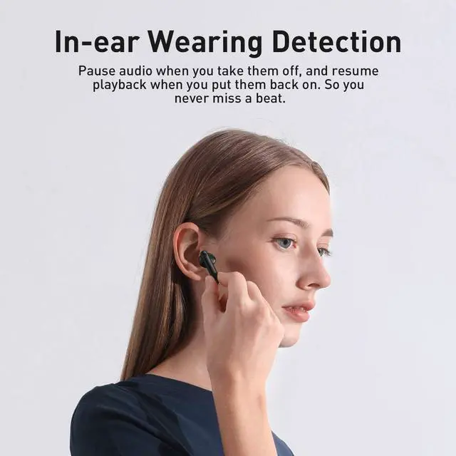 Alt view image 5 of 7 - Baseus W05 Wireless Earbuds Bluetooth Headphones Touch Control 30Hrs Waterproof Built-in Mic Headset TWS Stereo Microphone Earphones with USB-C Charging Case Black
