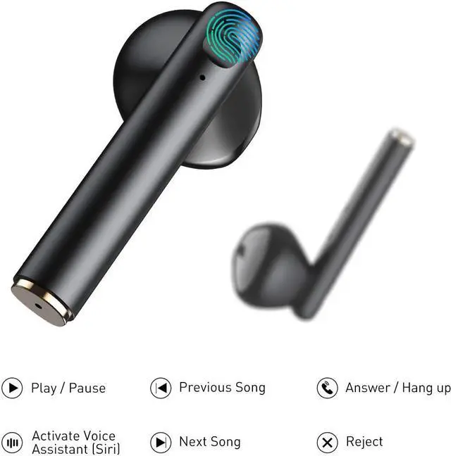 Alt view image 3 of 7 - Baseus W05 Wireless Earbuds Bluetooth Headphones Touch Control 30Hrs Waterproof Built-in Mic Headset TWS Stereo Microphone Earphones with USB-C Charging Case Black